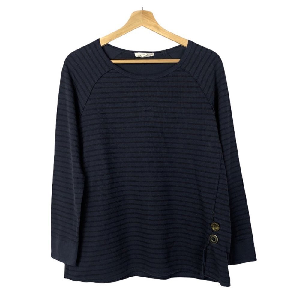Neon Buddha Navy Blue Striped Long Sleeve Button Detail S‎